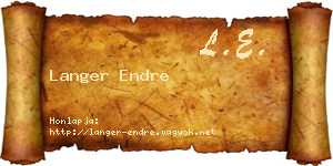 Langer Endre névjegykártya
